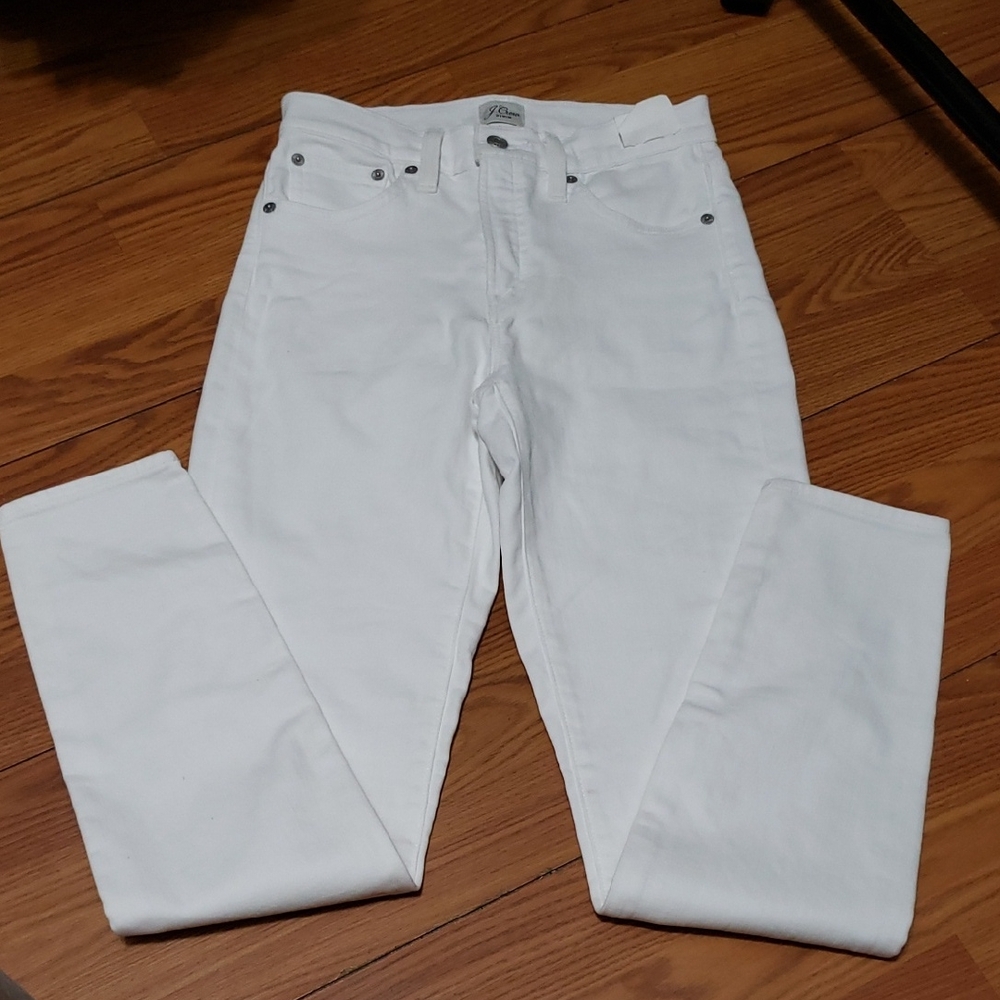 J. CREW‎ High-Rise Toothpick Women's 26 White Denim Jeans